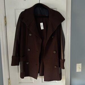 ANN TAYLOR leather trim shacket NWT